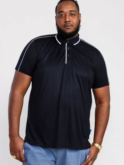 SUSSEX-D555 Jersey Polo Shirt With Piping Detail And Tipping On Ribbed Collar-Navy-2XL