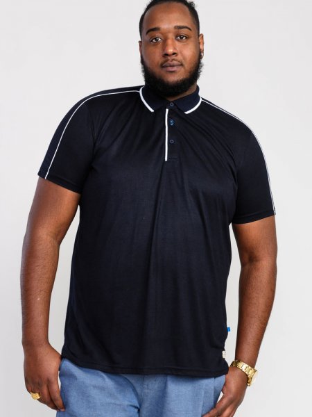 SUSSEX-D555 Jersey Polo Shirt With Piping Detail And Tipping On Ribbed Collar-Navy-3XL