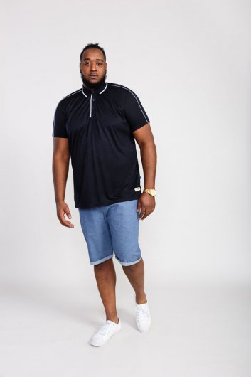 SUSSEX-D555 Jersey Polo Shirt With Piping Detail And Tipping On Ribbed Collar-Navy-4XL