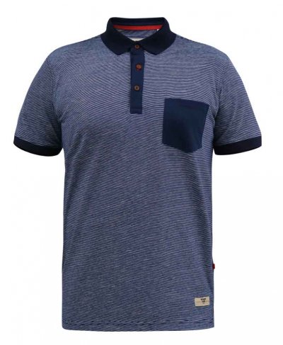 OXLEY-D555 Fine Stripe Jersey Polo Shirt With Patch Pocket-Navy-6XL