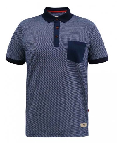 OXLEY-D555 Fine Stripe Jersey Polo Shirt With Patch Pocket-Navy-LT