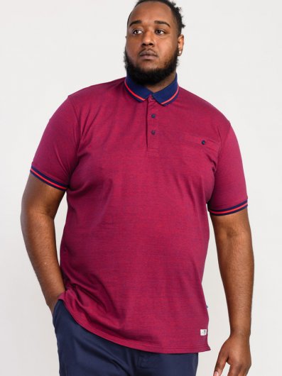 WIGBOROUGH-D555 Fine Stripe Jersey Polo With Chest Pocket-Red-4XL