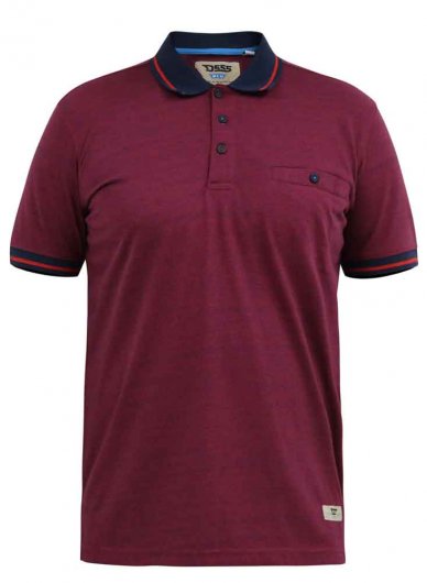WIGBOROUGH-D555 Fine Stripe Jersey Polo With Chest Pocket-Red-4XL
