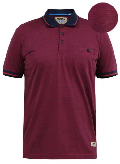 WIGBOROUGH-D555 Fine Stripe Jersey Polo With Chest Pocket-Red-5XL