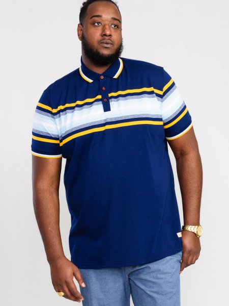 PELDON-D555 Chest Stripe Jersey Polo Shirt-Kingsize Assorted Pack B-(3XL-6XL)