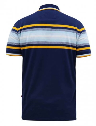 PELDON-D555 Chest Stripe Jersey Polo Shirt-Denim-4XL