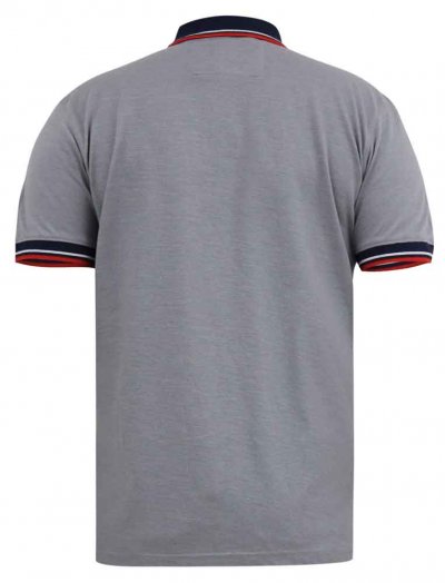 MERSEA-D555 Pique Polo Shirt With Chest Embroidery-Grey-2XLT