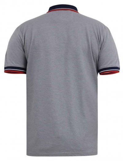 MERSEA-D555 Pique Polo Shirt With Chest Embroidery-Grey-3XLT