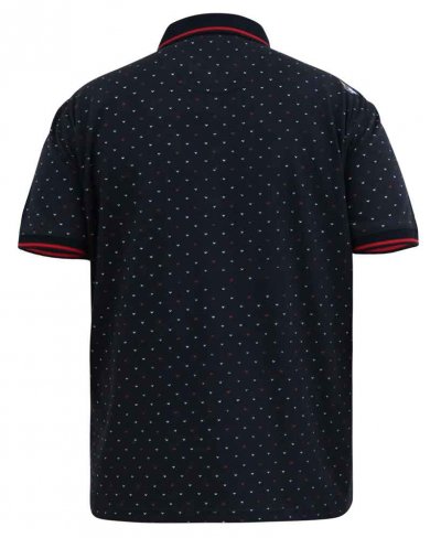 ASHWELL-D555 Ao Printed Polo Shirt With Jacquard Collar Cuffs And Inner Placket-Navy-6XL