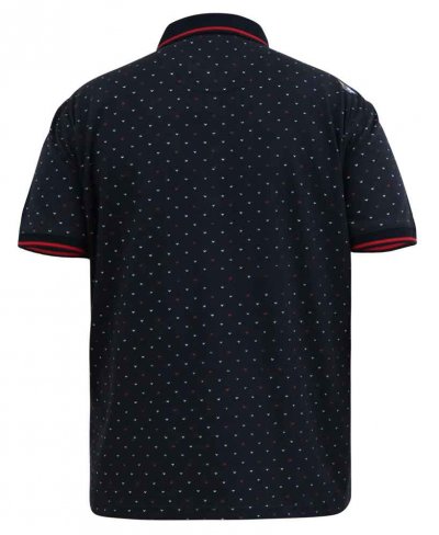 ASHWELL-D555 Ao Printed Polo Shirt With Jacquard Collar Cuffs And Inner Placket-Navy-LT