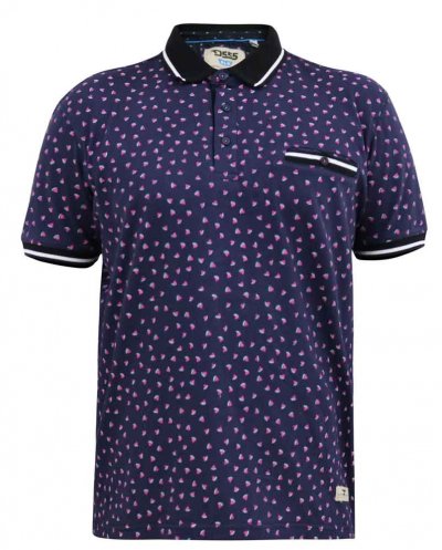 ROVER-D555 Melon Ao Printed Polo Shirt With Ribbed Collar Cuffs And Inner Placket-Kingsize Assorted Pack A-(2XL-5XL)