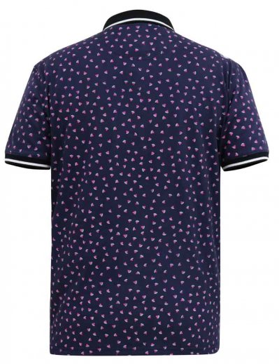 ROVER-D555 Melon Ao Printed Polo Shirt With Ribbed Collar Cuffs And Inner Placket-Navy-5XL