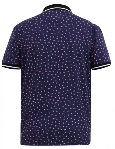 ROVER-D555 Melon Ao Printed Polo Shirt With Ribbed Collar Cuffs And Inner Placket-Navy-6XL