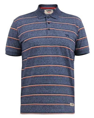 HUMBER-D555 Full Stripe Jersey Polo Shirt-Navy-2XL