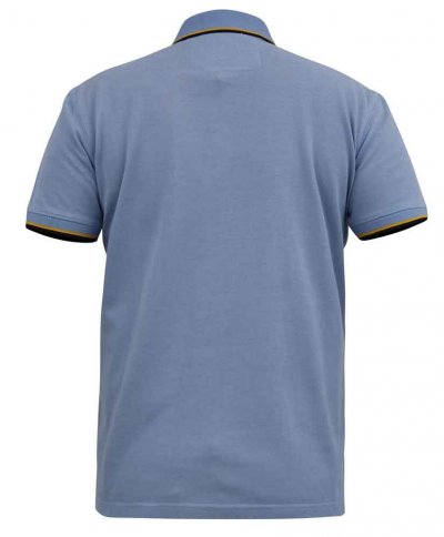 TALBOT-D555 Pique Polo Shirt With Jacquard Collar Cuffs And Pocket Opening-Blue-3XL