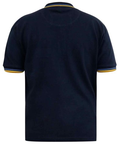 HAMFORD 1-D555 Pique Polo Shirt With 2 Colour Rib Tipping On Collar And Cuffs-Navy-2XLT