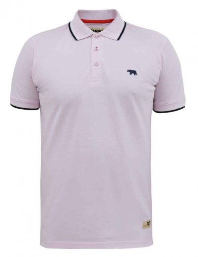 HAMFORD 2-D555 Pique Polo Shirt With 2 Colour Rib Tipping On Collar And Cuffs-Pink-4XL