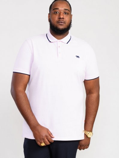 HAMFORD 2-D555 Pique Polo Shirt With 2 Colour Rib Tipping On Collar And Cuffs-Pink-5XL