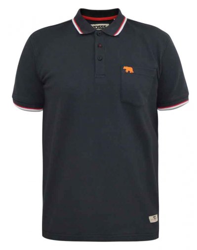KIRBY-D555 Pique Polo With Two Colour Tipping And Patch Pocket-Black-4XL