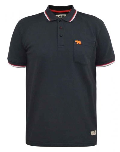 KIRBY-D555 Pique Polo With Two Colour Tipping And Patch Pocket-Black-6XL