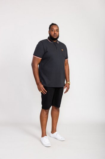 KIRBY-D555 Pique Polo With Two Colour Tipping And Patch Pocket-Black-6XL