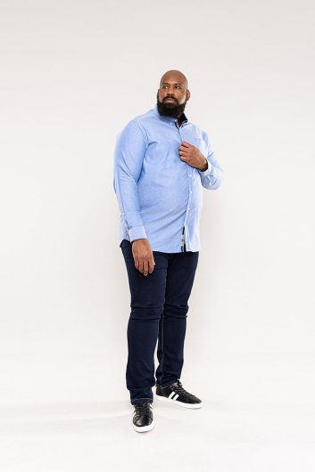 CLARENCE 1-D555 Long Sleeve Buttoned Down Oxford Shirt With Chest Pocket