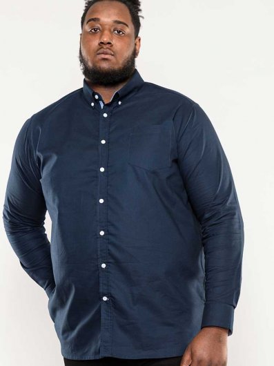 CLARENCE 2-D555 Long Sleeve Buttoned Down Oxford Shirt With Chest Pocket