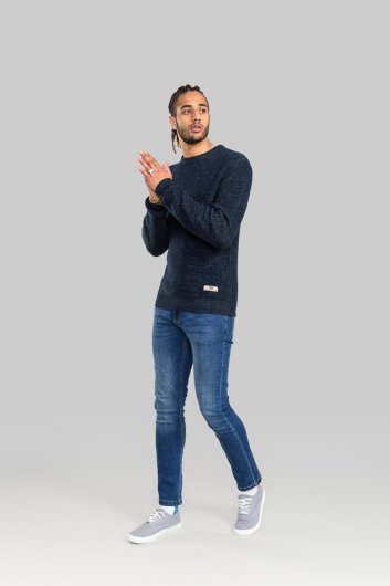 FLOWTON-D555 Ribbed Knit Crew Neck Jumper