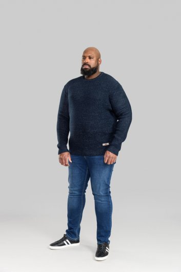 FLOWTON-D555 Ribbed Knit Crew Neck Jumper