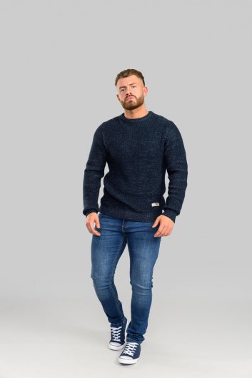 FLOWTON-D555 Ribbed Knit Crew Neck Jumper