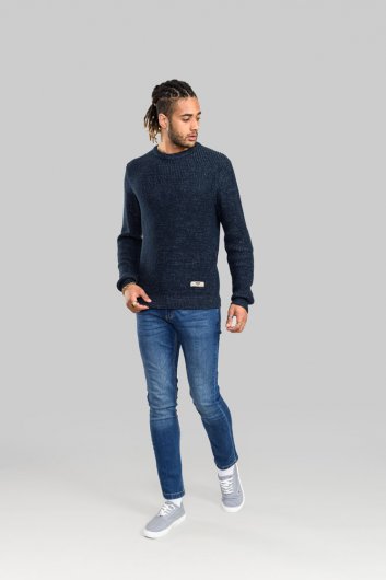 FLOWTON-D555 Ribbed Knit Crew Neck Jumper