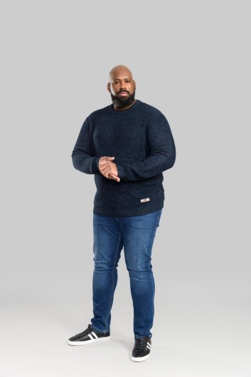 FLOWTON-D555 Ribbed Knit Crew Neck Jumper