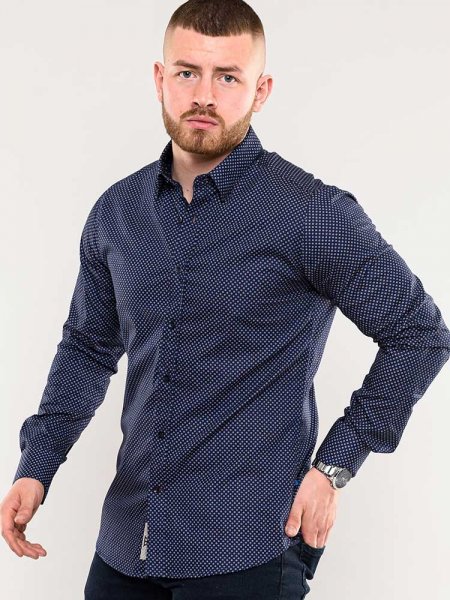 BARKER-D555 Long Sleeve Ao Printed Shirt With Concealed Button Down Collar