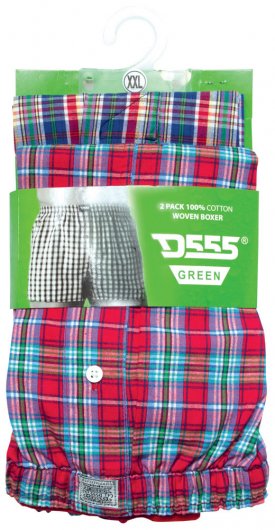 CHECK-D555 Pack of Two Woven Boxer Shorts