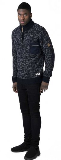 REMINGTON-D555 Zipper Neck Sweater With Woven Zipper Chest Pocket-S-XXL-Regular