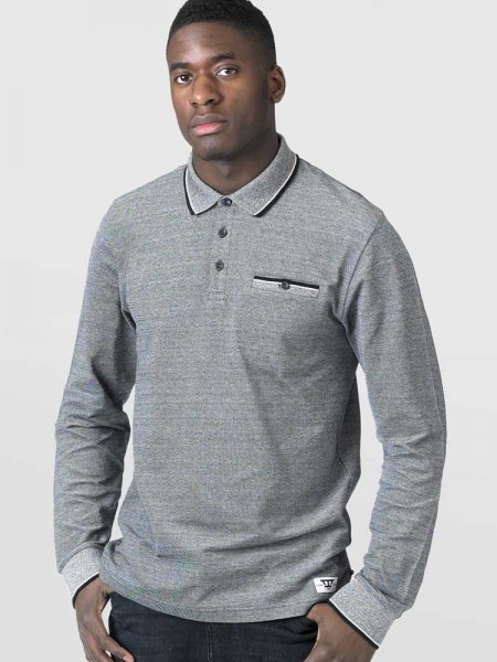 HOWARD-D555 Long Sleeve Polo Shirt With Jacquard Collar and Cuff-S-XXL-Regular