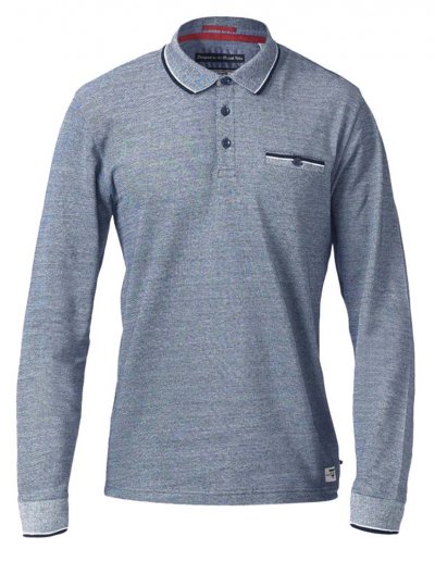 HOWARD-D555 Long Sleeve Polo Shirt With Jacquard Collar and Cuff-S-XXL-Regular