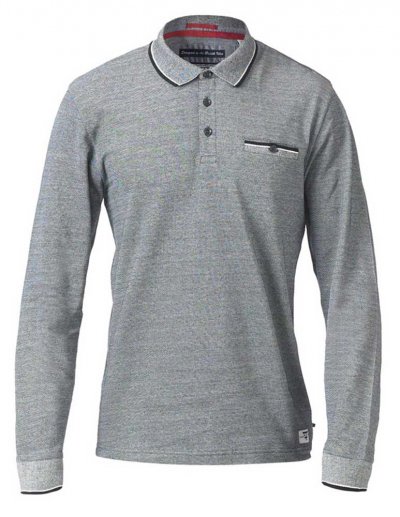 HOWARD-D555 Long Sleeve Polo Shirt With Jacquard Collar and Cuff-S-XXL-Regular