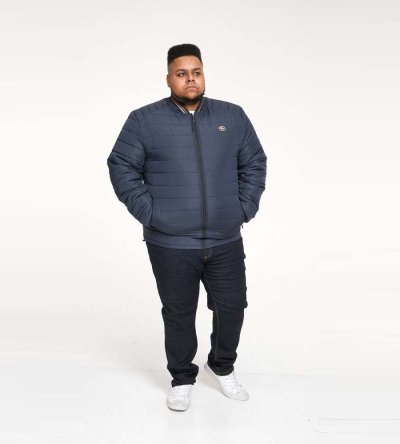 JEREMY 1-D555 Puffer Jacket With Rib Collar And Tipping-4XL