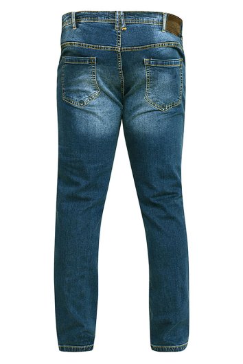 AMBROSE-Mens-D555 Slim Fit Stretch Jeans in Dark Blue Stonewash