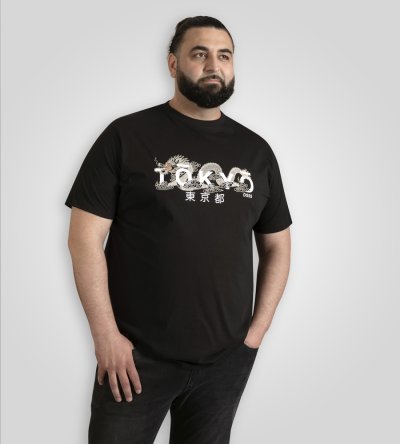 GINZA-D555 Tokyo With Dragon Printed Crew Neck T-shirt-Kingsize Assorted Pack B-(3XL-6XL) GINZA