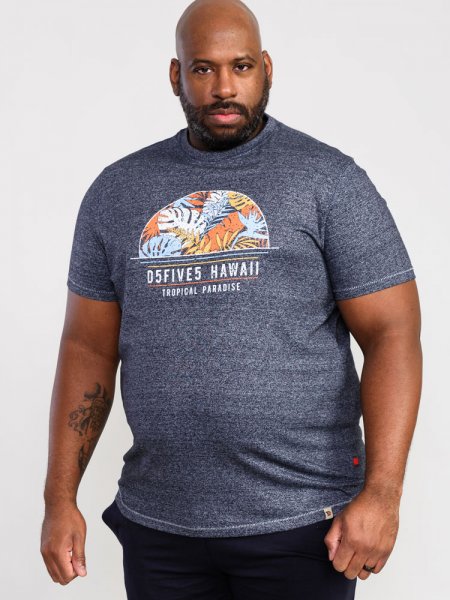 UPTON-D555 Hawaii Leaf Printed T-Shirt- DEAL PACK-(3XL-6XL)