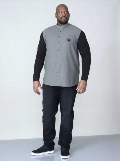 ATKINS-D555 Couture Grandad Shirt With Jersey Sleeves