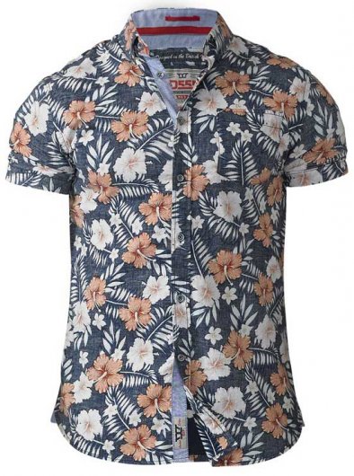 HUXLEY-D555 Short Sleeve Hawaiian Print Shirt
