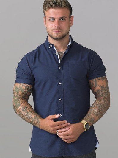 NORMAN-D555 Button Down Short Sleeve Oxford Shirt