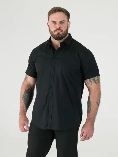D555 Men's King Size Long Sleeve Shirt - 100% Cotton, Button-Down, Size 6XL Black - View #7