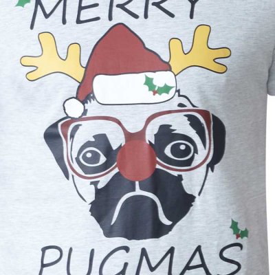 PUG-D555 Christmas Pug T-Shirt Print