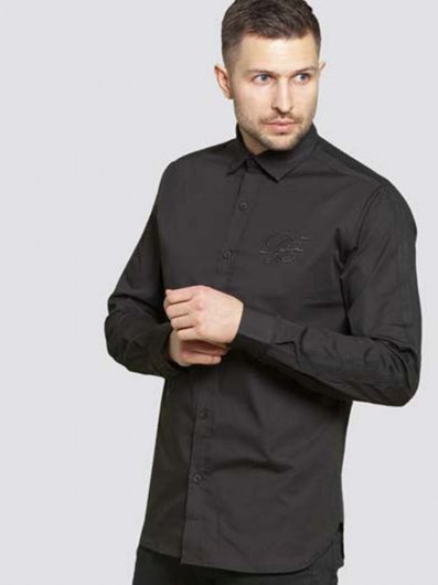 MICHAEL-D555 Couture Long Sleeve Stretch Shirt With Taping On Sleeves
