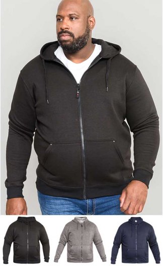 CANTOR - Rockford Heavy Weight Zip Through Hooded Sweatshirt -Black-1XL