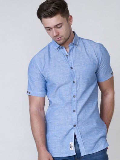 ERIC-D555 Linen Cotton Short Sleeve Shirt With Pocket